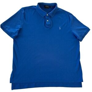 Polo Ralph Lauren Pima Soft Touch Polo Shirt Mens Lrg Blue Short Sleeve Classic